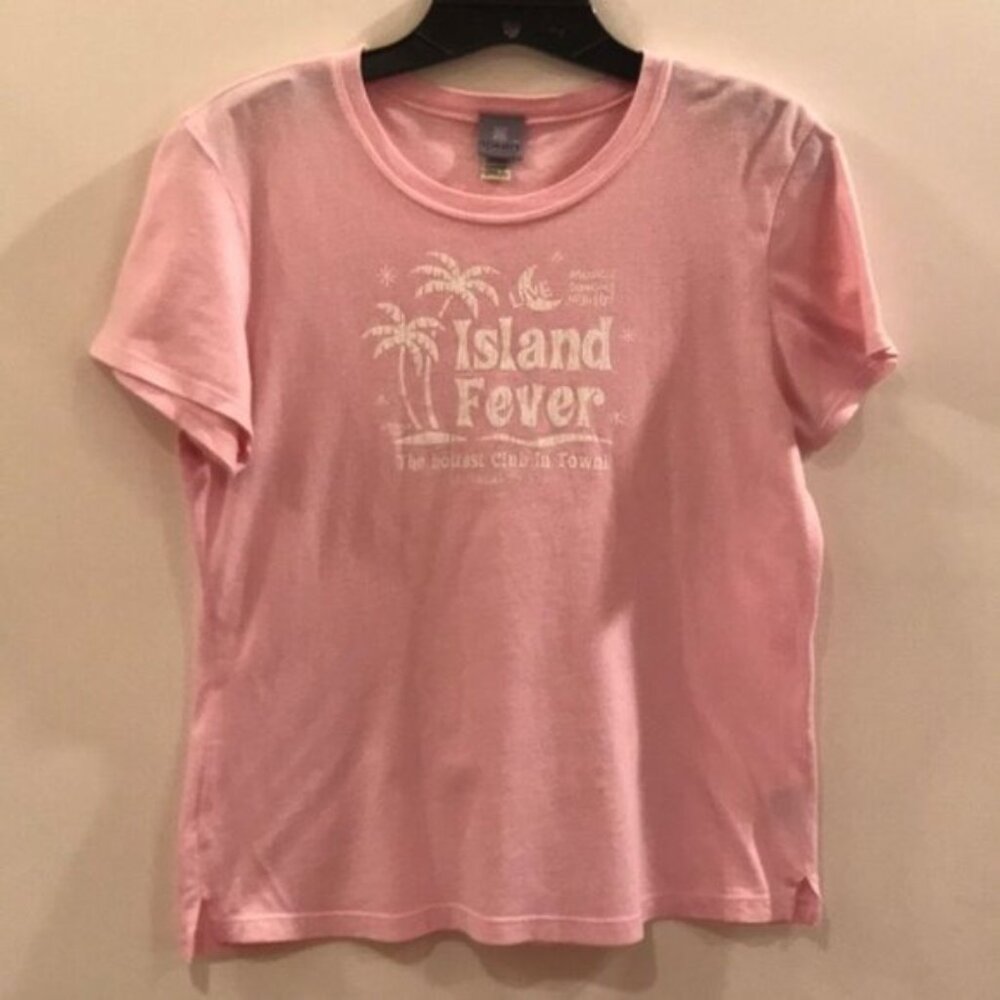 🌺🎶 Tommys Designs “Island Fever” Pink Graphic Tee | Size L | 100% Cotton